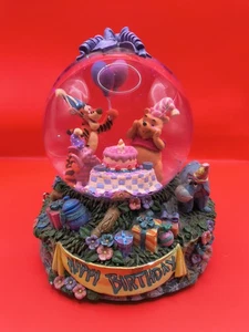 Disney Winnie The Pooh & Friends Happy Birthday Song Musical Snow Globe Works - Picture 1 of 10