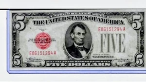 1928 5 Dollar Red Seal Federal Reserve Banknote In Uncirculated Condition - Picture 1 of 2
