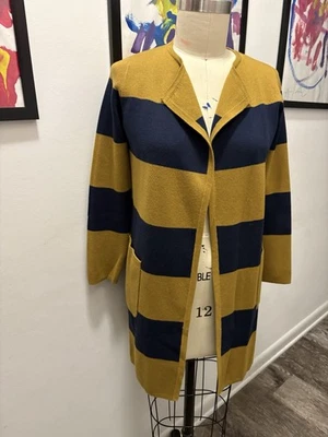 Women’s J. Crew Juliette Collarless Blue Rugby Striped Sweater Blazer Size XXS - Image 1 of 4