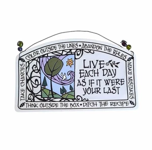 2003 Spooner Creek Plaque Live Each Day As If It Were Your Last Clay Ceramic - Picture 1 of 7