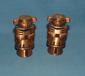 VINTAGE SOLID COPPER KACHINA DOLL SALT & PEPPER SHAKERS - UNMARKED - USED - Picture 1 of 3