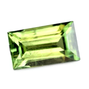 Certified 0.68ct Natural Green Sapphire VS Clarity Madagascar Baguette 6x3.5mm - Picture 1 of 4