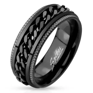 HERRENRING RING EDELSTAHL UND KETTE SCHWARZ ANTI-STRESS DREHBAR M4397 - Bild 1 von 1
