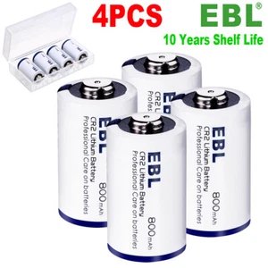 4 Pcs EBL CR2 3V 800mAh Lithium Battery DL-CR2 Photo Batteries +Case US - Picture 1 of 10