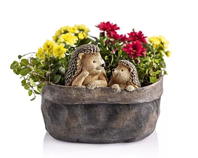 Pflanztopf Pflanzeimer Blumentopf Pflanzkübel Garten Deko Igel Mama Kind Herbst - Bild 1 von 4