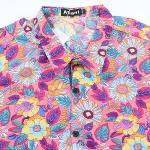 Atlanl Shirt Men's 3XL Colorful Floral Button Up Cotton Casual Short Sleeve NWT - Picture 1 of 7