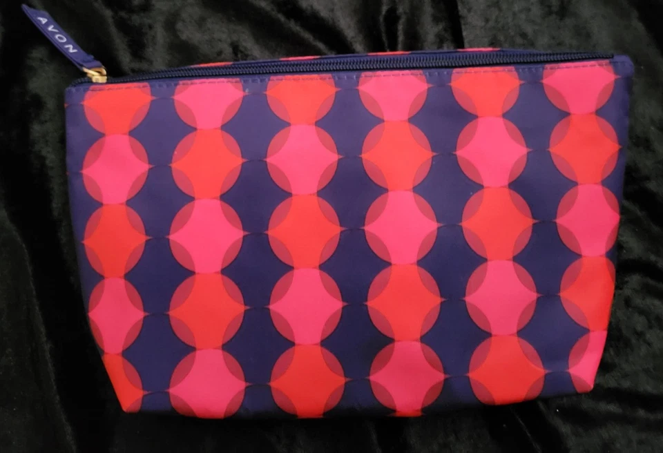Estuche de Maquillaje Púrpura Avon Bolsa de Viaje Cosmética Rojo, Rosa, Manchas Blancas NUEVO Foto 1 de 3