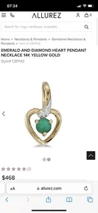 Allurez Emerald And Diamond 14k Gold Pendant - Picture 1 of 6