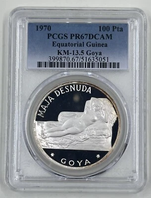 1970 100 Pta PCGS PR67DCAM Equatorial Guinea KM 13.5 Goya - Image 1 of 4