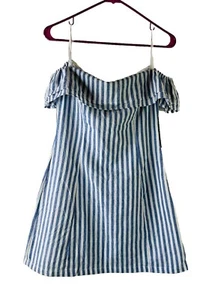 New Lulus Womens Small Off The Shoulder Striped Mini Dress - Picture 1 of 7