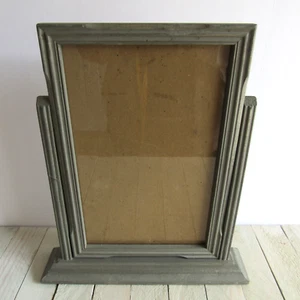 Vtg Antique Swivel Arm Frame 1920s 1930s Art Deco Painted Silver Pewter  7 x 11 - Picture 1 of 12