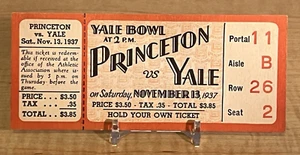 1937 Yale Bowl Princeton vs Yale Full Ticket Fritz Crisler's Last Game 11/13/37 - Picture 1 of 2