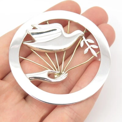 925 Пробы 2-тонный винтажный Мексика голубь мира Pin брошь / подвеска - Изображение 1 из 4