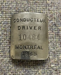 1965 City of Montreal, QC Conducteur Driver Badge #10484 - Picture 1 of 2
