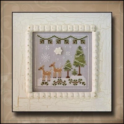 Tabla de punto de cruz Country Cottage Needleworks ~ ciervo nevado con botón Foto 1 de 3