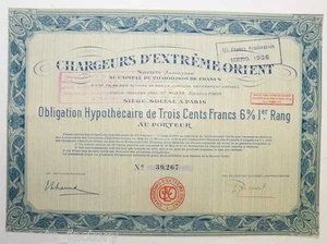 Obligation ancienne : SA Chargeur d extreme orient ( 477 ) - Imagen 1 de 1