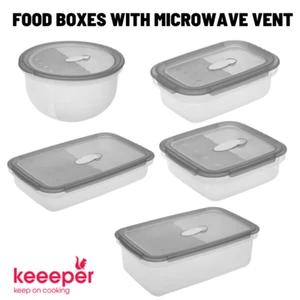 Keeeper Plastic Food Storage Boxes Bowls Freezer Safe Microwave Vent 5 Models - Picture 1 of 6