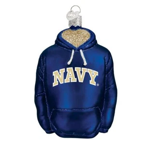 Navy Midshipmen Glass Christmas Ornament - Hoodie - Picture 1 of 1