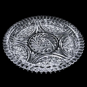Vintage Anchor Hocking Stars & Bars Pattern 12" Serving Platter Clear Glass - Picture 1 of 5