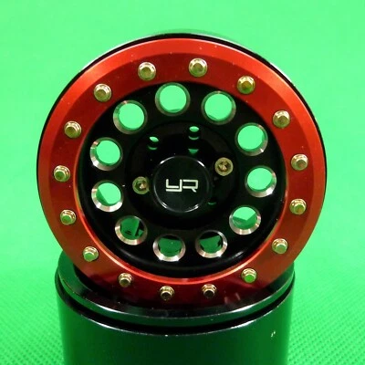 SET OF FOUR (4) 1.9 Alloy CNC Beadlock Wheels w/Wheel Hub suit 1:10 RC -RED - Image 1 of 4