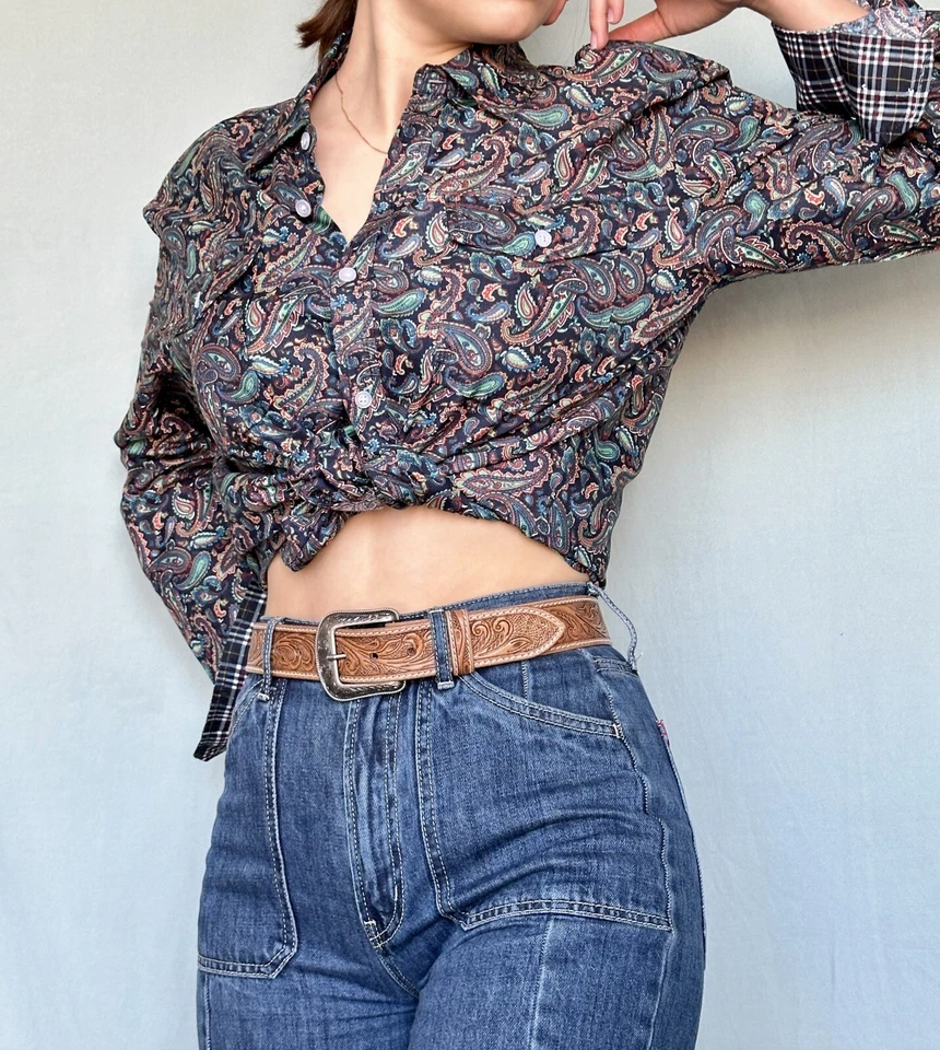 Women's Western Leather Belt, Floral Embossed Cowgirl Hand Tooled Belt 1-1/2" - Image 1 of 4