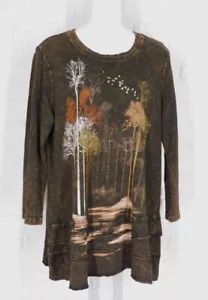 JESS & JANE Mineral Washed Shirt Madrona Brown NWT Large - Picture 1 of 3