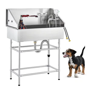 34" Pet Dog Cat Grooming Bath Tub Wash Station Stainless Steel Dog Grooming Bath - Picture 1 of 13