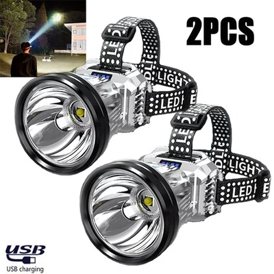 2-4PCS Super Bright LED Zoom Headlamp USB Rechargeable Work Headlight Head Torch - Image 1 of 4