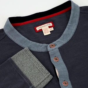 Carbon 2 Cobalt Herren Langarm Henley Hemd Blau Strick Baumwolle XXL - Bild 1 von 8