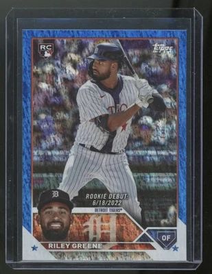 Riley Greene 2023 Topps Update Tigers Blue Foil Rookie Card #/999 - Image 1 of 2
