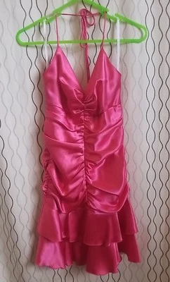 URBAN GIRL NITES V-neck Halter Tye Strapless Pink Formal Zip Junior Girls Size S - Image 1 of 4