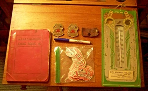 CANANDAIGUA NY THERMOMETER + COOKBOOK BADGES PEN MILK CAPS KEYCHAIN - Picture 1 of 7