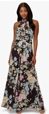 Vestido halter estampado de gasa para mujer Adrianna Papell talla 10 Foto 1 de 4