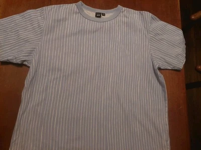 Camiseta Marimekko UNI GLO Talla XL Azul Claro/Blanco Rayas Verticales 100% Algodón Foto 1 de 4