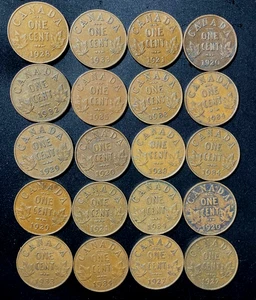 Old Canada Coin Lot - 1920-1936 - 20 King George V Cents - Lot #A28 - Picture 1 of 1