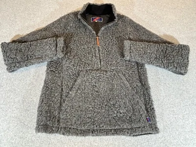 Suéter masculino Best Made Co pequeno cinza lã Sherpa pilha profunda 1/4 zíper pulôver Itália - Imagem 1 de 4