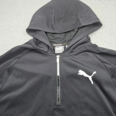 Suéter Puma Para Hombre Pequeño Negro 1/4 Cremallera Manga Larga Pullover Logo Foto 1 de 4