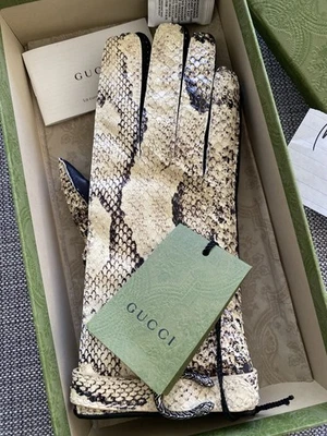 7.5 (M) Gucci Python Nappa leather Gloves - BNWT - Image 1 of 4