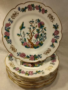 Antique Chinoiserie Paris France 22K Gold Peonies Flowers Plates Set Of 6 - Picture 1 of 17
