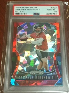 2019 Panini Prizm #322 Gardner Minshew Red Cracked Ice Rookie Card RC PSA 10 - Picture 1 of 2
