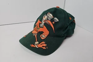 RARE Vtg 90s NCAA MIAMI HURRICANES THE GAME SNAPBACK HAT CAP BIG LOGO & CapRap - Picture 1 of 15