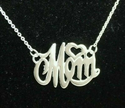 Avon Sterling Silver 'MOM' Monogram Necklace-New In Box "Mother's Day is coming" Foto 1 de 4