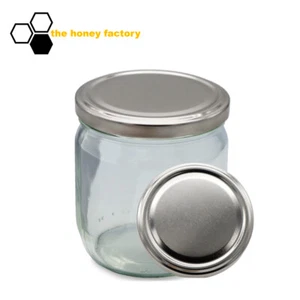 96 x HONIGGLAS Twist Off Glas CURVY 500G im KARTON inkl. Metalldeckel SILBER - Bild 1 von 2