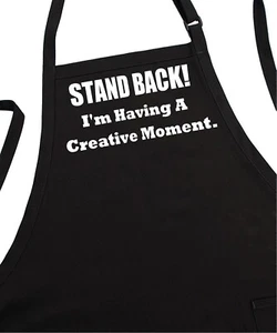 Chef Apron Stand Back I'm Having A Creative Moment, Two Pockets, Adjustable Neck - Picture 1 of 5