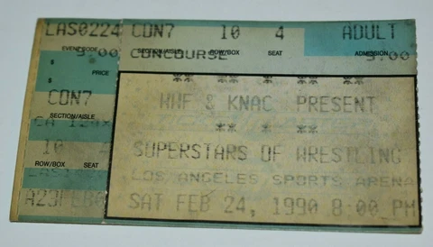 1990 WWF Superstars of Wrestling Ringside Ticket Stub Los Angeles Cover