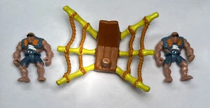Imaginext THUNDER the BRONTOSAURUS Dinosaur Rope Saddle + Caveman Figures Vntg - Picture 1 of 7