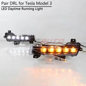 For 2017+ Tesla Model 3 Daytime Running Light LED DRL with Dynamic Turn Signal - Picture 1 of 11