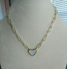 MX Signature Collection, Pave' CZ Heart on Link Chain Necklace