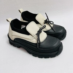 Land's End Women's Duck Shoes Sz 7B Waterproof Slip-Ons Ties Off White Black - Picture 1 of 14