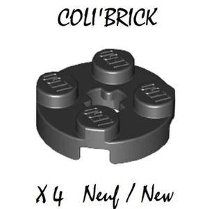Lego 4032 - 4x Plaque / Plate, Round 2x2 with axle hole - Noir / Black - NEUF - Picture 1 of 1